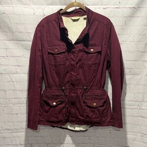 L.L.Bean Burgundy Sherpa-Lined Utility Field Jacket Woman’s Size Medium